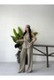 Women's Belt Detailed Loose Cut Satin Look Double Set