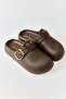 Women's Closed-Front Single Buckle Anti-Slip Slippers Brown - 2