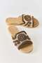 Women's macrame knit detailed slipper brown