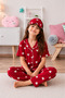 Girls Cotton Soft Heart Print Summer Short Sleeve Pajama Set - 2