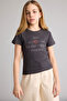 Printed Corded Fabric Ribbed Knit T-Shirt Girl H5294A826Sm - 3