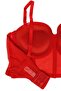 Women's Red Shiny Leather Look Supported Bralet Set - 4