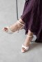 Boris Women's Heeled Leather Sandals Beige - 2
