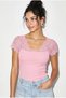 Women's Pink Lace V-Neck Bodycon Blouse 36012 60286290 - 4
