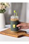 Minnoş 350ml Glass Cup with Straw |   Covered |   Cold Coffee Smoothie Presentation Cup with Suede Cover (B) - 2