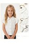 Girl's Shirt Crepe Fabric Stone Embroidered Puffy Mini Sleeve 5-8 Years Old - 8