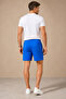 Men's Cobalt Blue Pique Fabric Elastic Waist Lace-Up Shorts - 6