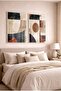 Tile and Earth Tones Geometric 2-Piece Glass Painting Set - White Metal Framed Home and Office Painting - 3