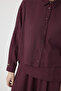 Buttoned Embroidery Detailed Flowing Burgundy Suit 1808 - 4
