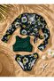 Girl's Daisy Tropical Pattern Pareo Halter Neck Bikini Set 3-Piece Set - 3