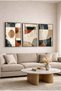 Colorful Geometric Patterned 3-Piece Glass Painting Set with Black Metal Frame for Home and Office - 3