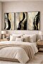 Boho 3-Piece Glass Painting Set with Black and Gold Frame - Black Metal Framed Home and Office Painting - 2