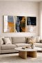 Volcanic Breeze and Burnt Orange Toned 3-Piece Glass Painting Set with Gold Metal Frame for Home and Office - 3