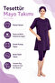 Purple Islamic Swimwear Set Plus Size Includes Cap Half Sleeve Stretchy Fabric Swimwear Set - 3
