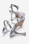 Women's Single Strap Heeled Sandals with Painted Heel; Silver Skin - 4