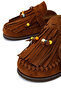 Women's Genuine Leather Brown Flat Slippers - 4