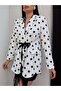 Keyymod Women's Belted Lace Detailed Half-Lined Polka Dot Stylish Jacket - 4