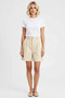 Women's Shorts Regular Fit High Waist Plain Woven Double Pockets Button Closure Tubular Leg City Cut - 3