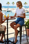 Women's Shorts Denim High Waist City Fit Less Stretchy Tubular Leg Straight Pattern Short Length Comfort Woven - 2