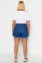 Women's Plus Size Shorts Denim High Waist Skinny Fit Stretchy Tassel Hem Plain Pattern Short Length Stylish - 5