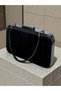 Black Velvet Women's Evening Dress Bag with Black Stone Handle Detail for Wedding Engagement Graduation - 4