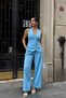 Blue Halter Neck Vest Palazzo Pants Set - 6