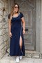 Women's Slit Crew Neck Long Summer Viscose Dress