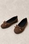 Women's Brown Bowknot Casual Suede Ballerinas - 2