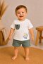 Baby Boy Sun Whale Embroidered Summer Ribbed 2-Piece Top and Bottom Set with Shorts 6-18 Months - 5