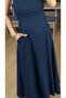 Premium Tensel Denim Fabric Square Collar Pocketed Maxi Dress - 2