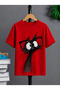 Unisex Oversize T-Shirt Cat with Glasses Printed 100% Cotton T-Shirt Comfortable Fit