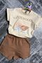 Girl's Shell Print 2-Piece Shorts Set – Beige Brown - 5