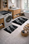 Non-Slip Base Digital Printed 3-Piece Bathroom Mat Set – Washing Machine, Toilet Seat, and Bathroom Rug - 2