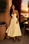 Women's Strappy Low-Cut Corseted Long Stylish A-Line Evening Dress - 6