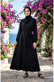 Scarf Collar Half Button Belted Dress 2262-01 Black