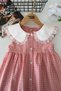 My Little One's Cicileri Gingham Heart Buttoned Collared Dress for Girls - Salmon - 3