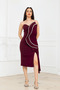 Stone Detailed Atlas Pencil Dress - Cherry