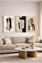 Navy Blue and Tile Geometric Boho 3-Piece Decorative Tempered Glass Painting Set - Home and Office Painting