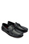 Men's Genuine Leather Black Opening Loafer Shoes - 2
