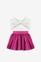 Fuchsia Bowknot Crop Top and Satin Skirt Sleeveless Girls' Two-Piece Set - Nadine - 2