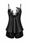 Maison Bride Étoile Shorts Set - Black Satin Shorts Set, Bridal Shorts Nightgown Set - 3
