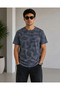 Men's Tie-Dye Patterned T-Shirt, Crew Neck, Short Sleeve, Regular Fit T-Shirt - Smoked