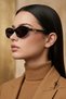 Women's Black Cateye Sunglasses with Gold Details Uv400 Ultra Light Modern Slim Sik