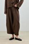 Coffee Linen Blend Fancy Button Women's Suit - 4