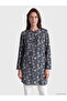Navy Blue Judge Collar Patterned Women's Tunic