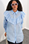 Women's Ruffle Detailed Shirt Tunic 5994 - Blue - 3