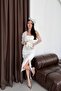 White One-Shoulder Draped Detailed Midi Evening Dress