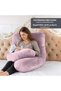 ® U Shaped Full Body Maternity Pillow with Removable Velvet Cover - Pink - 6