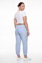 Women's Blue Summer Slim Trousers with Belt and Accessory Detail on the Leg - 4