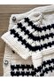 Seamless Hand Knitted White Color Baby Vest with Navy Blue Pattern - 8